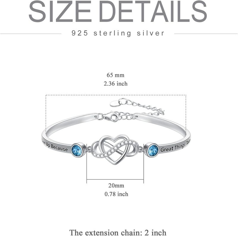 AOBOCO 925 Sterling Silver Adjustable Infinity Heart Bangle Bracelet for Sister Best Friend Daughter Mom Grandma Granddaughter Daughter in Law Godmother Goddaughter Stepmom Stepdaughter - Image 4